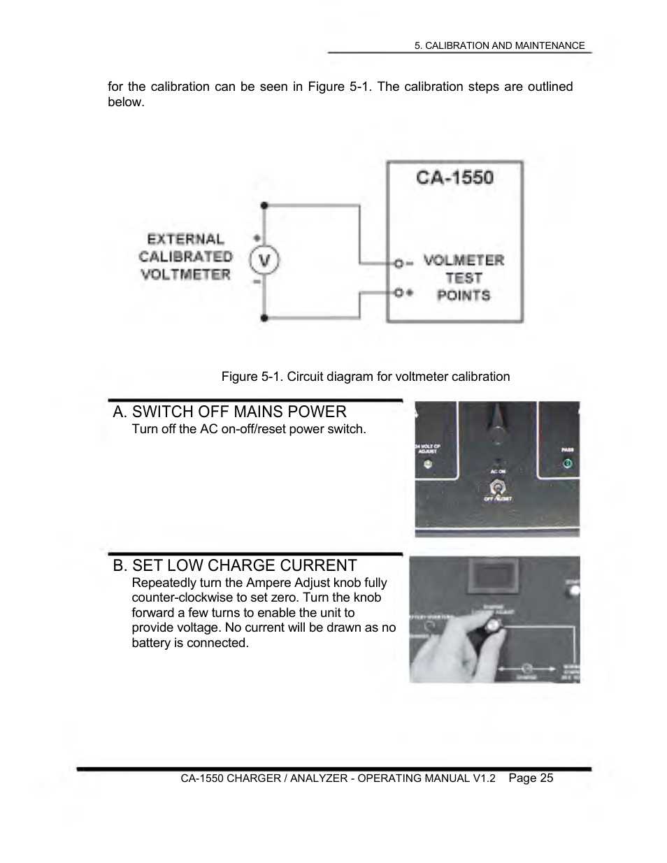 A. switch off mains power, B. set low charge current | Lamar Technologies CA 1550 User Manual | Page 27 / 41
