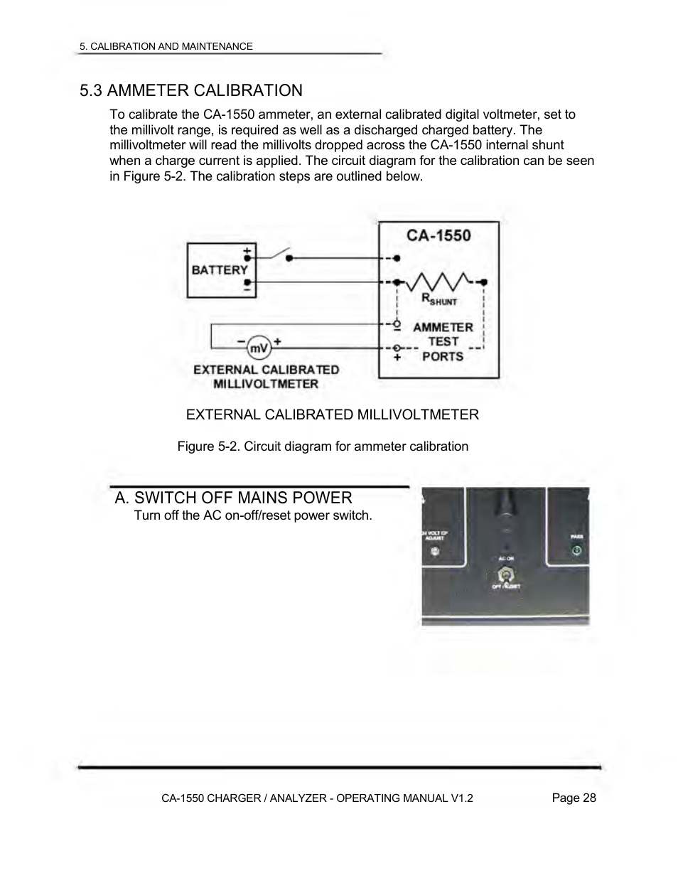 3 ammeter calibration, A. switch off mains power | Lamar Technologies CA 1550 User Manual | Page 30 / 41