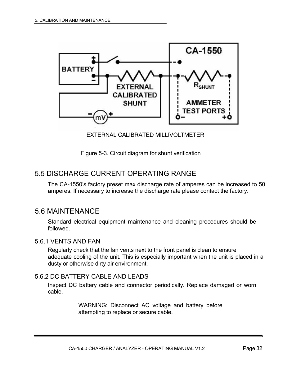 5 discharge current operating range, 6 maintenance | Lamar Technologies CA 1550 User Manual | Page 34 / 41