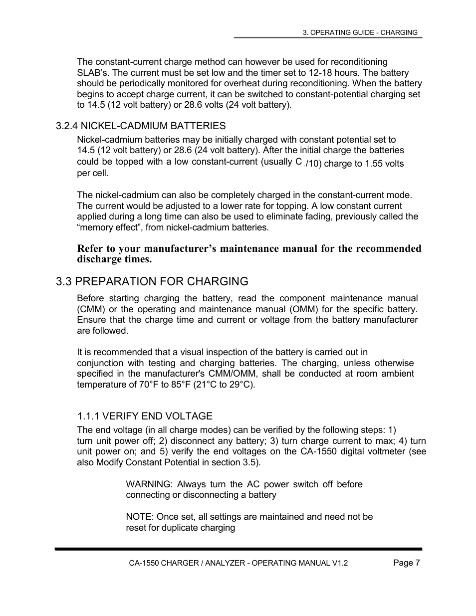 3 preparation for charging | Lamar Technologies CA 1550 User Manual | Page 9 / 41