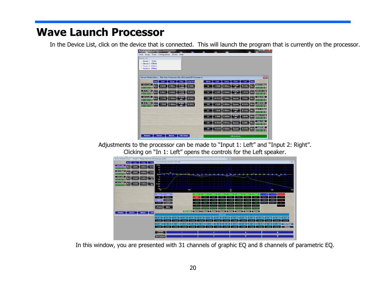 Wave launch processor | Legacy Audio AERIS User Manual | Page 20 / 29