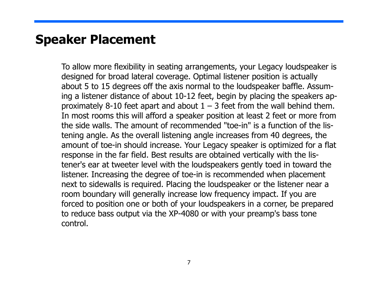 Speaker placement | Legacy Audio AERIS User Manual | Page 7 / 29
