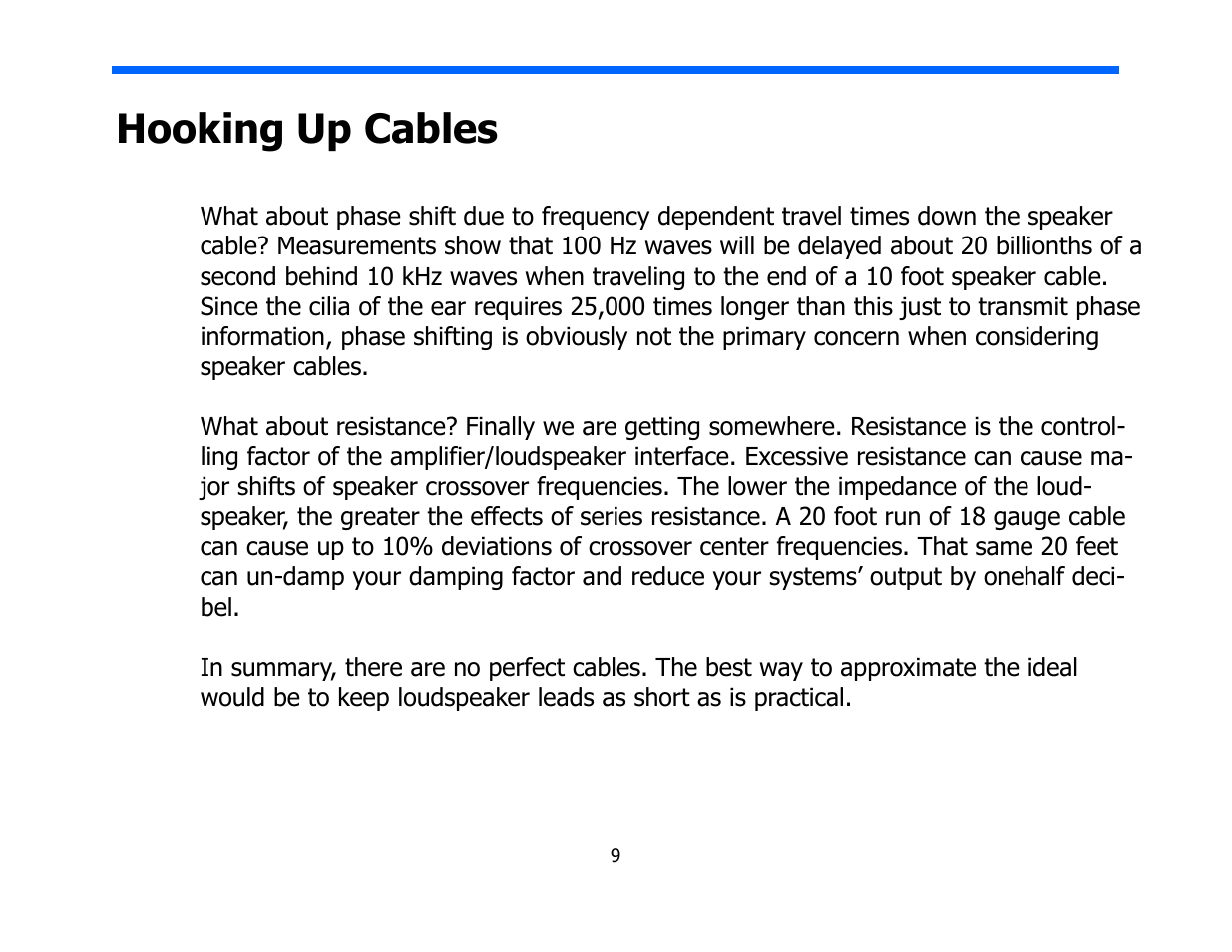 Hooking up cables | Legacy Audio AERIS User Manual | Page 9 / 29