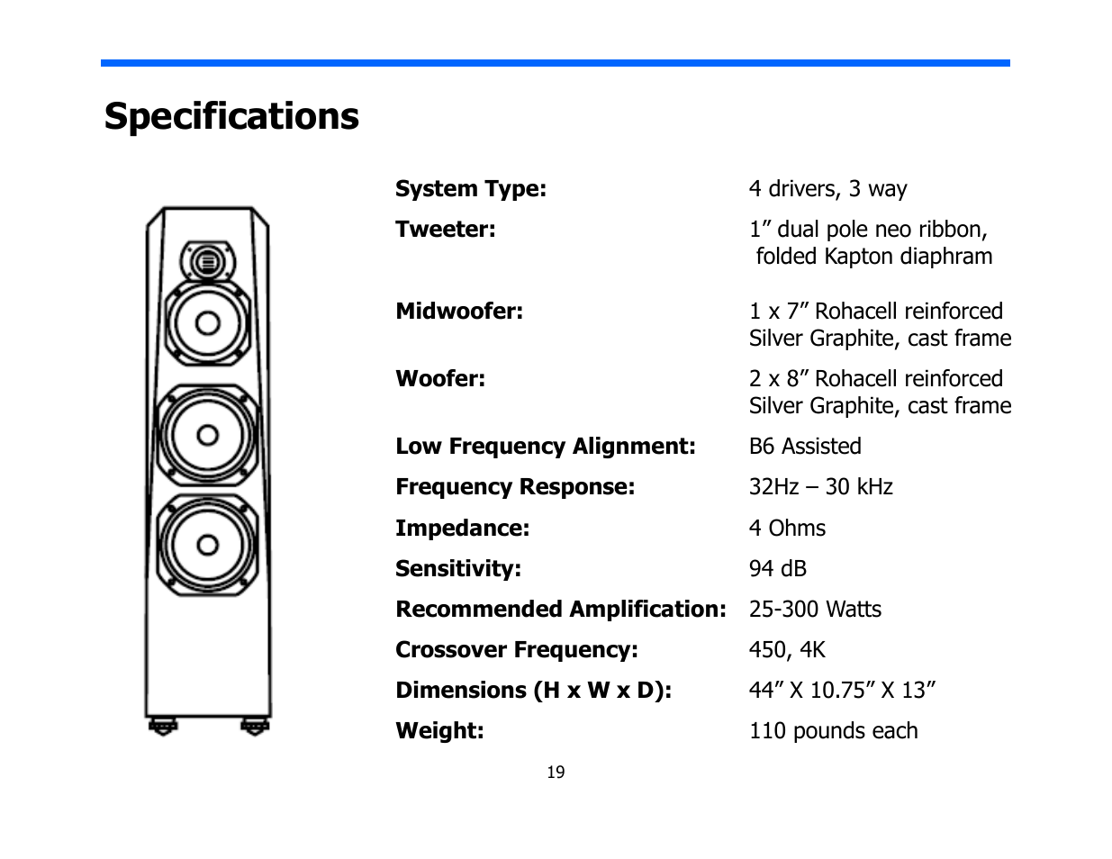 Specifications | Legacy Audio Classic HD User Manual | Page 19 / 22