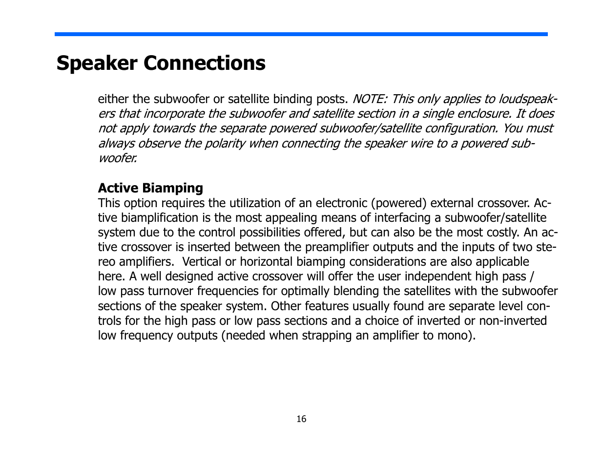 Speaker connections | Legacy Audio Expression User Manual | Page 16 / 22