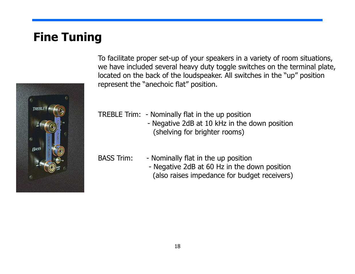 Fine tuning | Legacy Audio Expression User Manual | Page 18 / 22