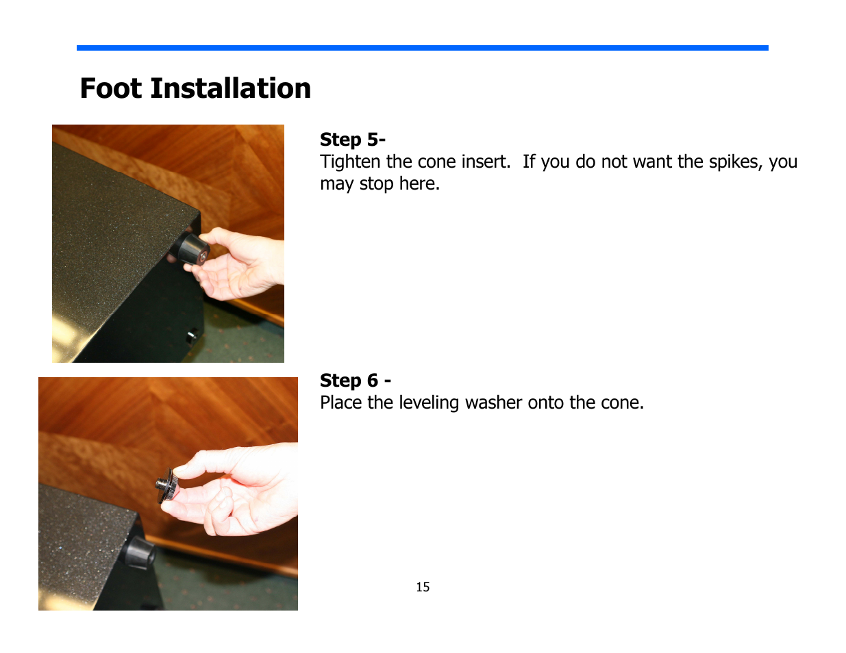 Foot installation | Legacy Audio Focus HD User Manual | Page 15 / 25