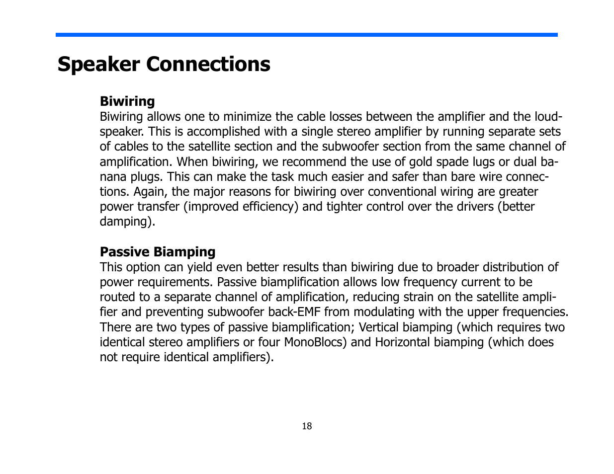 Speaker connections | Legacy Audio Focus SE User Manual | Page 18 / 28