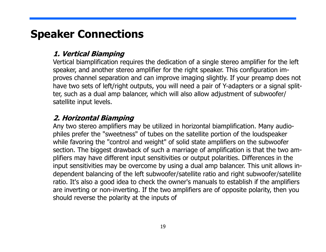 Speaker connections | Legacy Audio Focus SE User Manual | Page 19 / 28