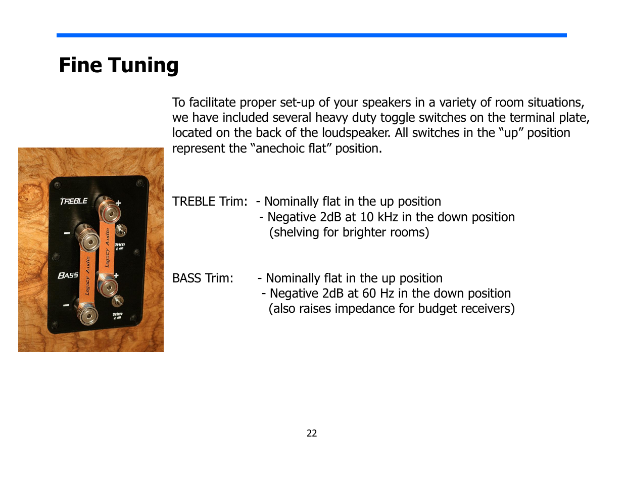 Fine tuning | Legacy Audio Focus SE User Manual | Page 22 / 28