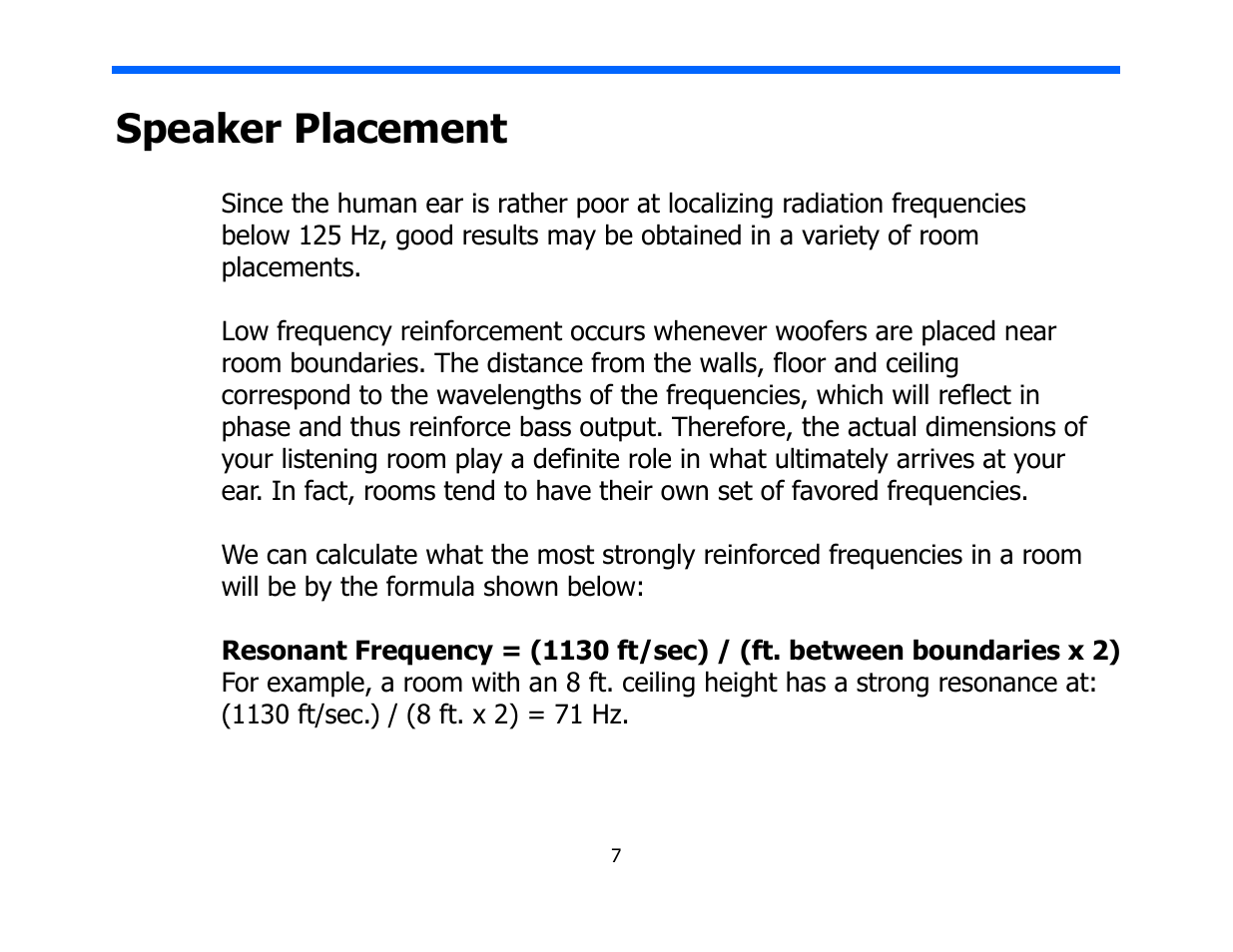 Speaker placement | Legacy Audio Goliath XD User Manual | Page 7 / 26