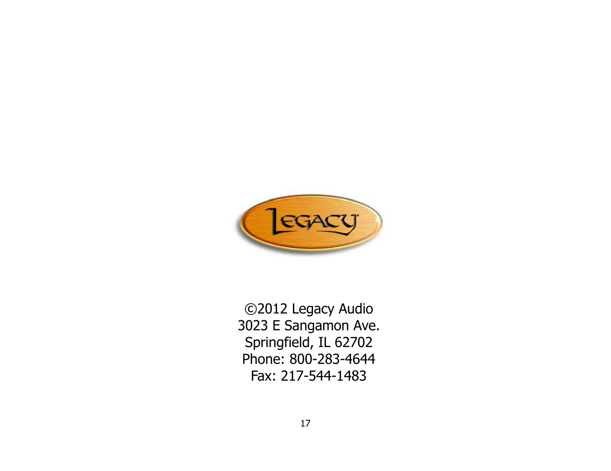 Legacy Audio Marquis HD User Manual | Page 17 / 17