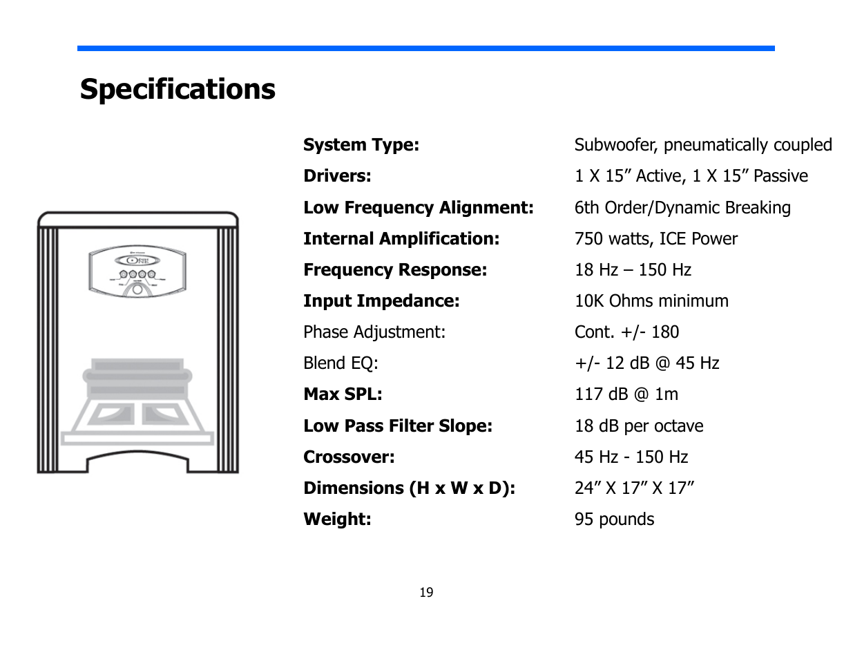 Specifications | Legacy Audio Point One User Manual | Page 19 / 22