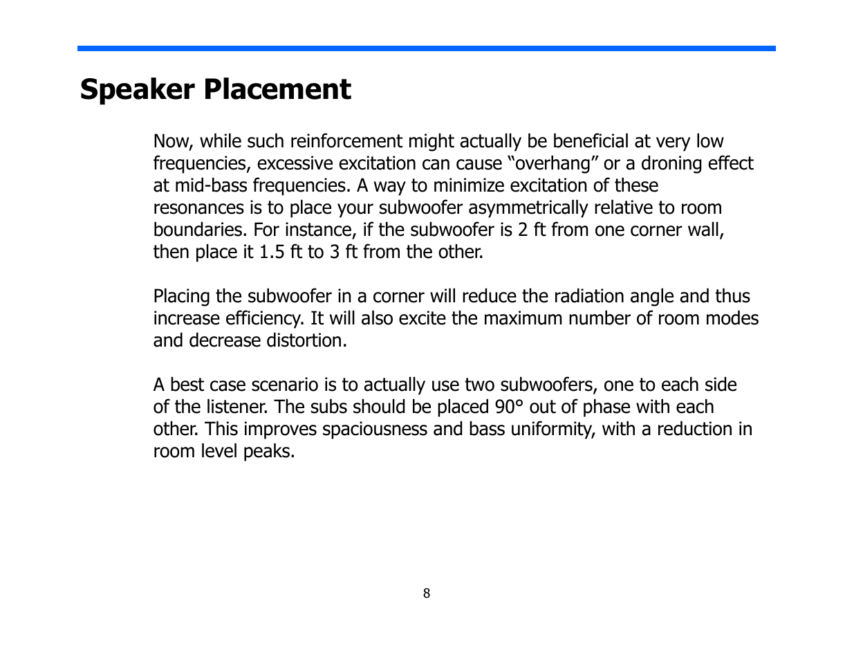 Speaker placement | Legacy Audio Point One User Manual | Page 8 / 22