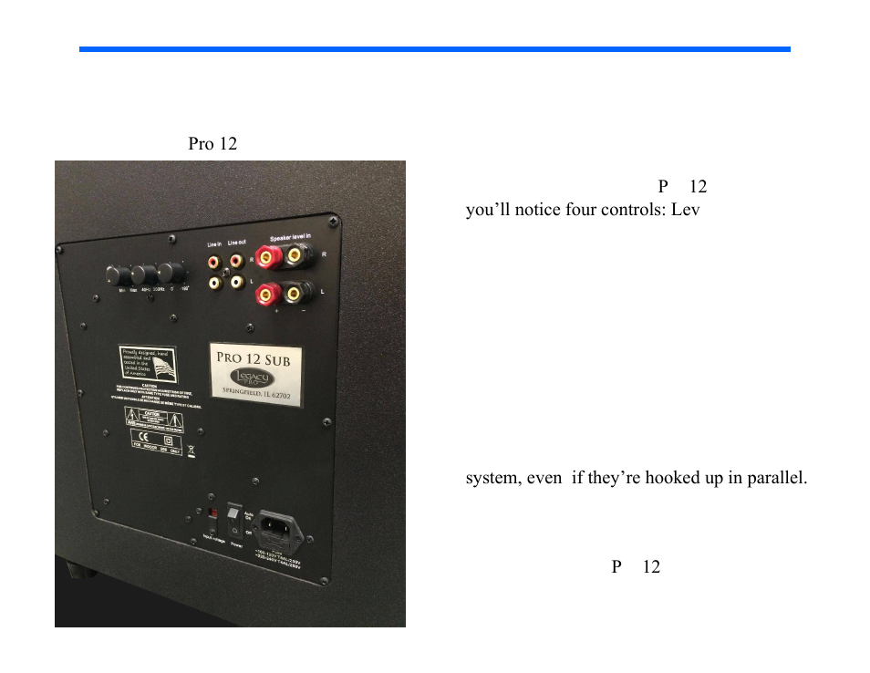 Fine tuning | Legacy Audio Pro 12 Subwoofer User Manual | Page 14 / 19