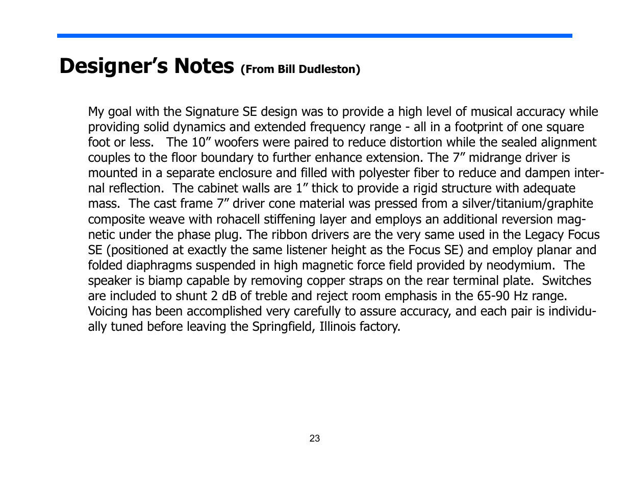 Legacy Audio Signature SE User Manual | Page 23 / 29