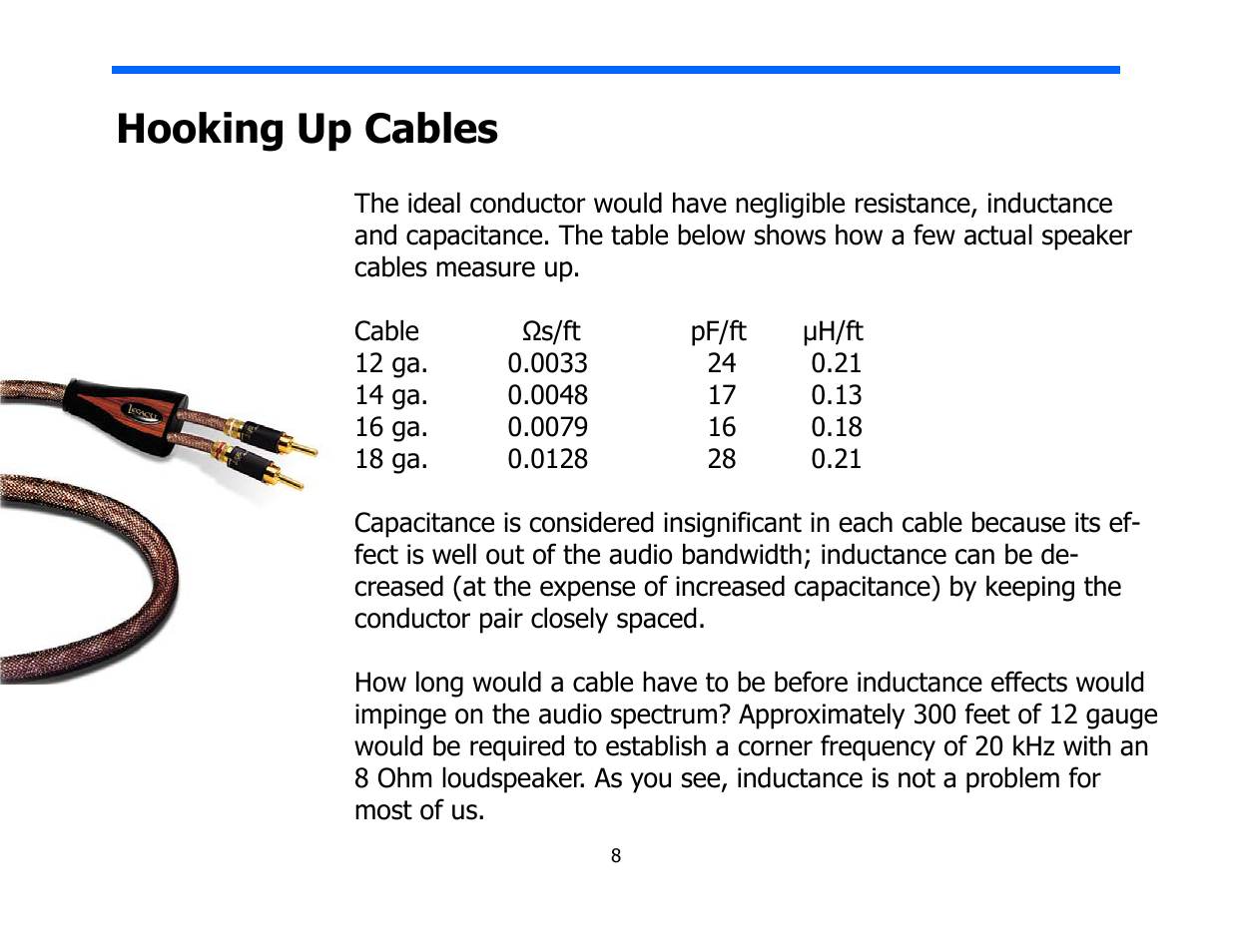 Hooking up cables | Legacy Audio Signature SE User Manual | Page 8 / 29
