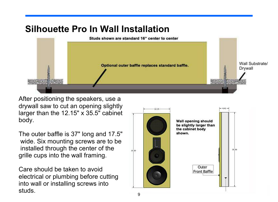 Silhouette pro in wall installation | Legacy Audio Silhouette User Manual | Page 9 / 19
