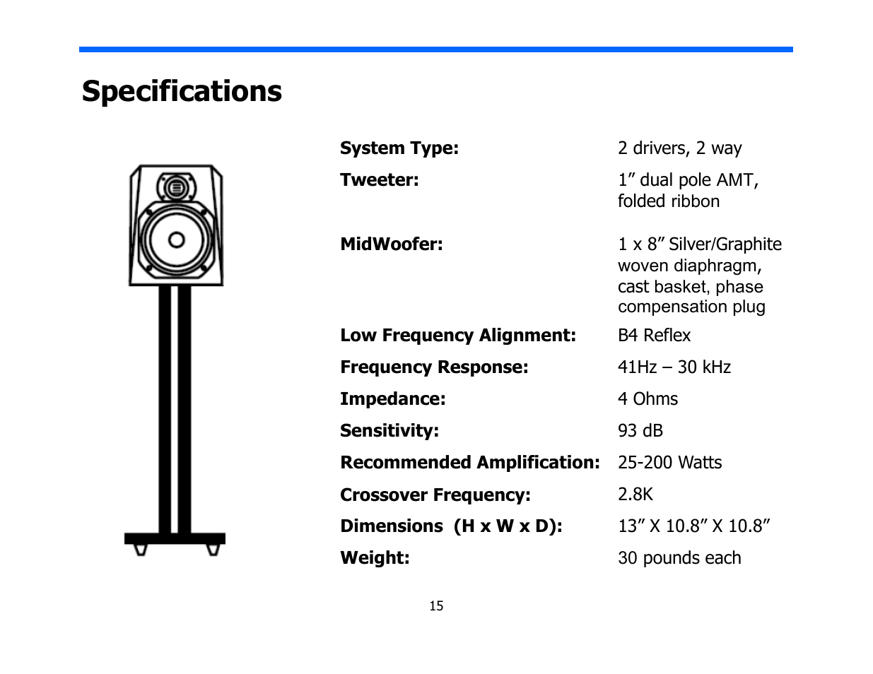 Specifications | Legacy Audio Studio HD User Manual | Page 15 / 18