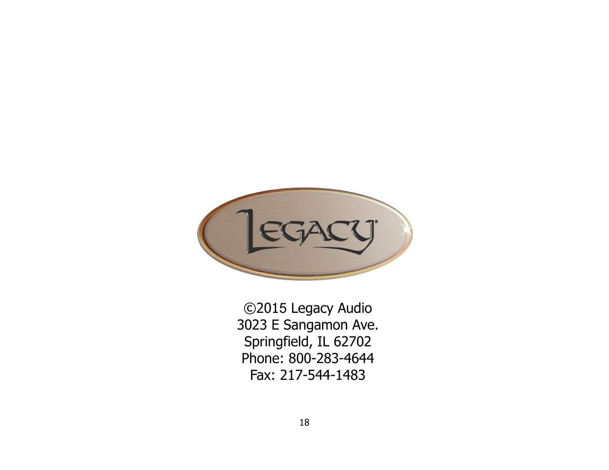 Legacy Audio Studio HD User Manual | Page 18 / 18