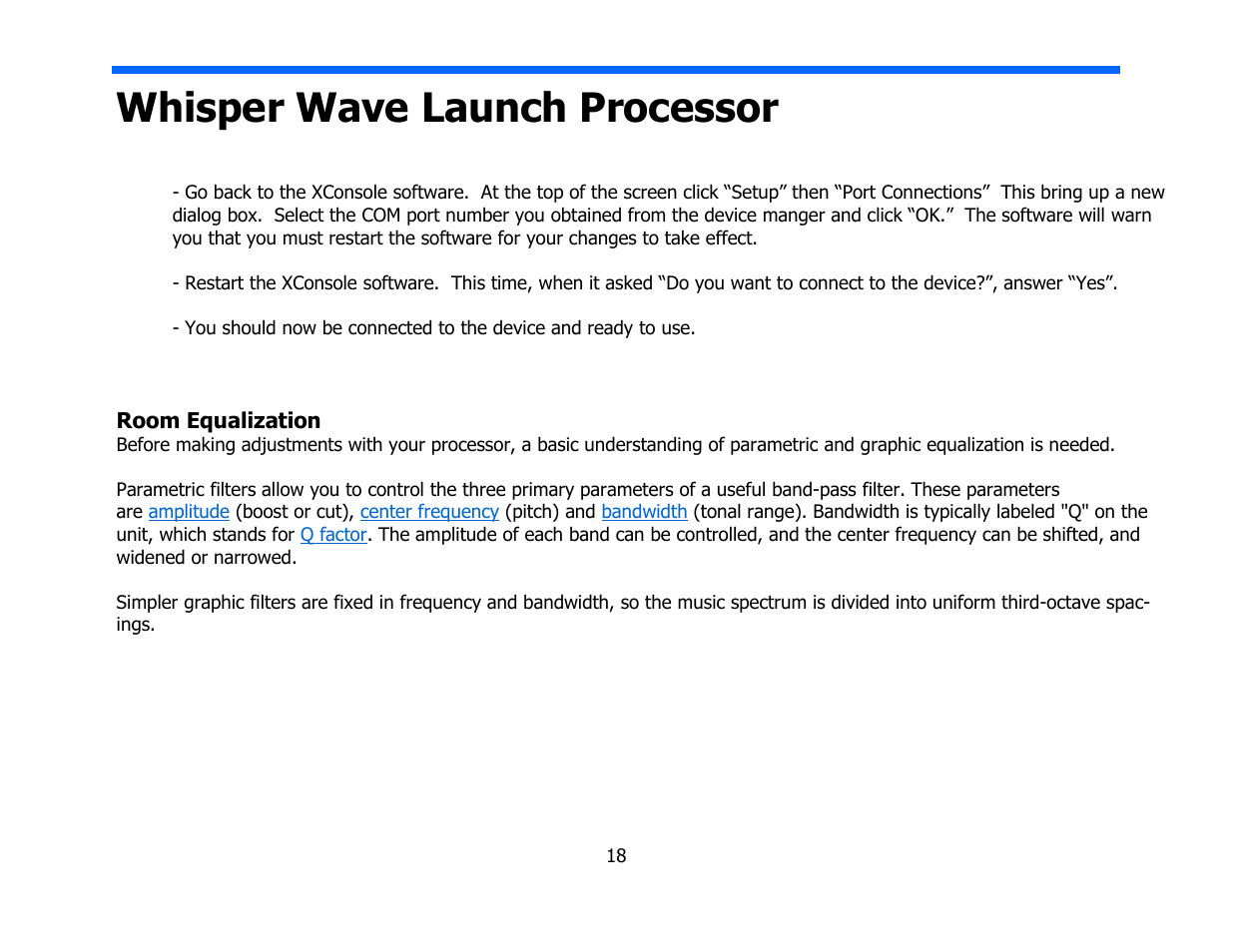 Whisper wave launch processor | Legacy Audio Whisper XDS User Manual | Page 18 / 31