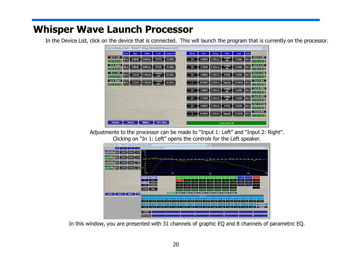 Whisper wave launch processor | Legacy Audio Whisper XDS User Manual | Page 20 / 31