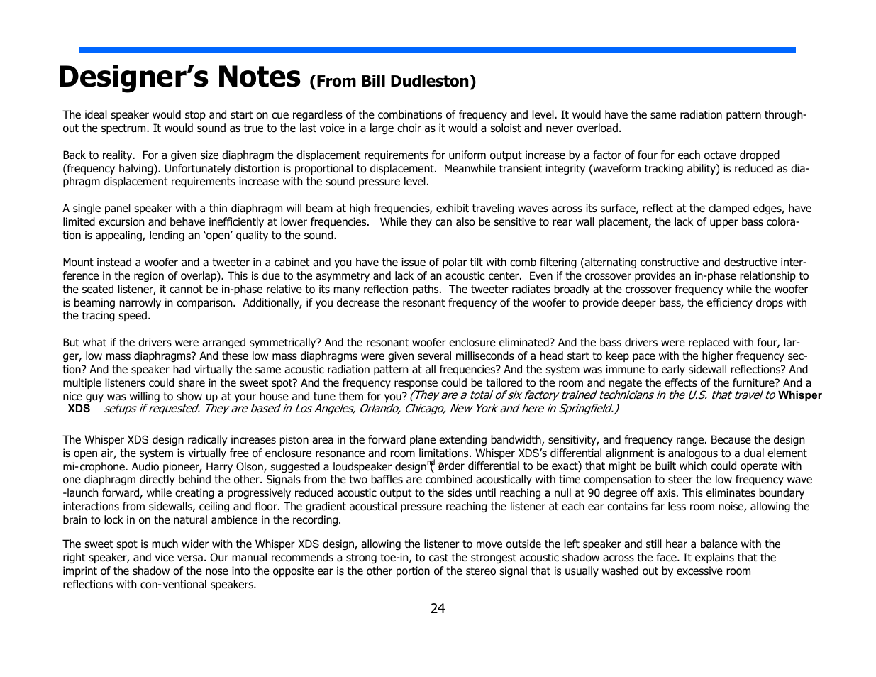 Legacy Audio Whisper XDS User Manual | Page 24 / 31