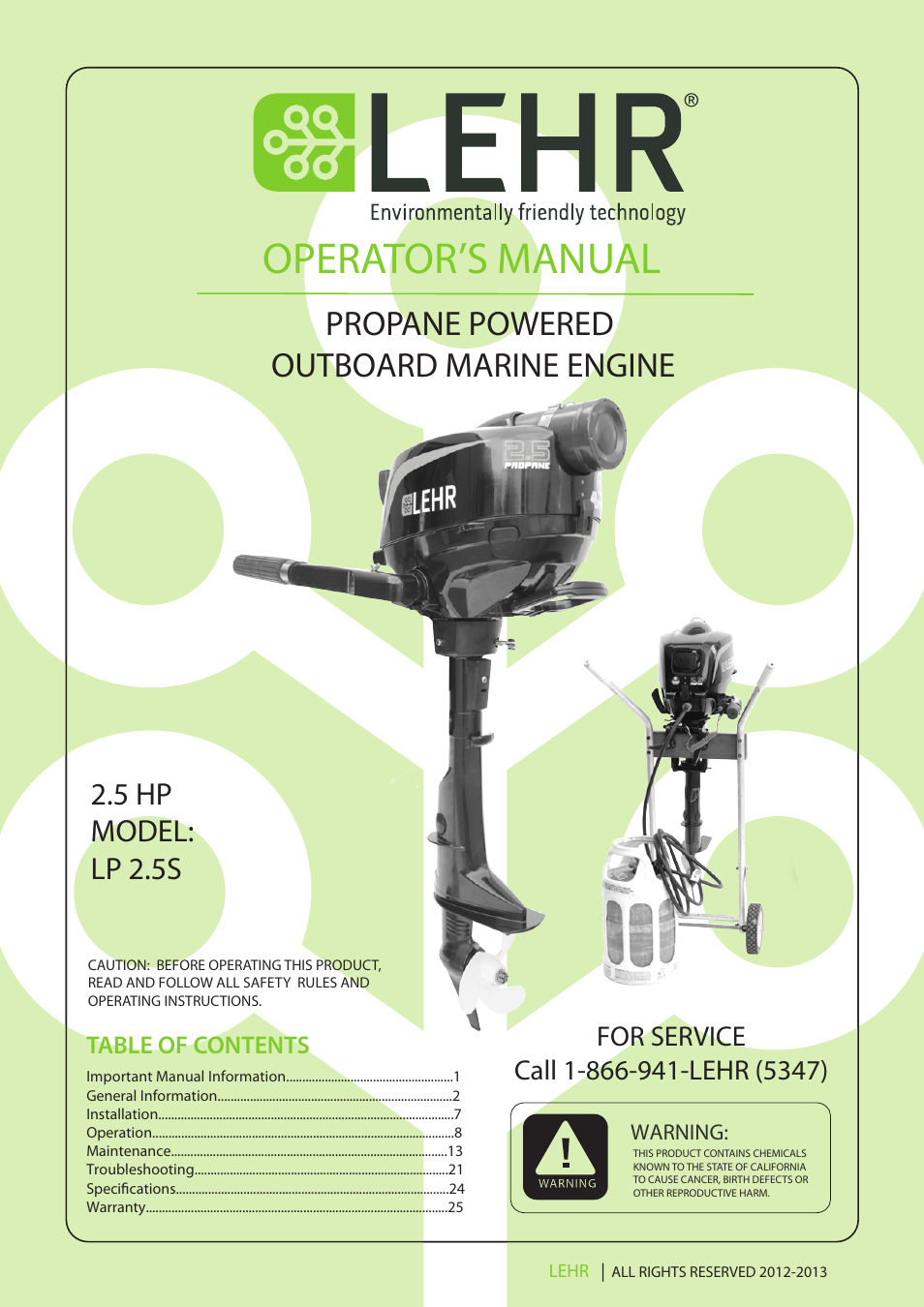 LEHR 2.5 HP 4-STROKE User Manual | 30 pages