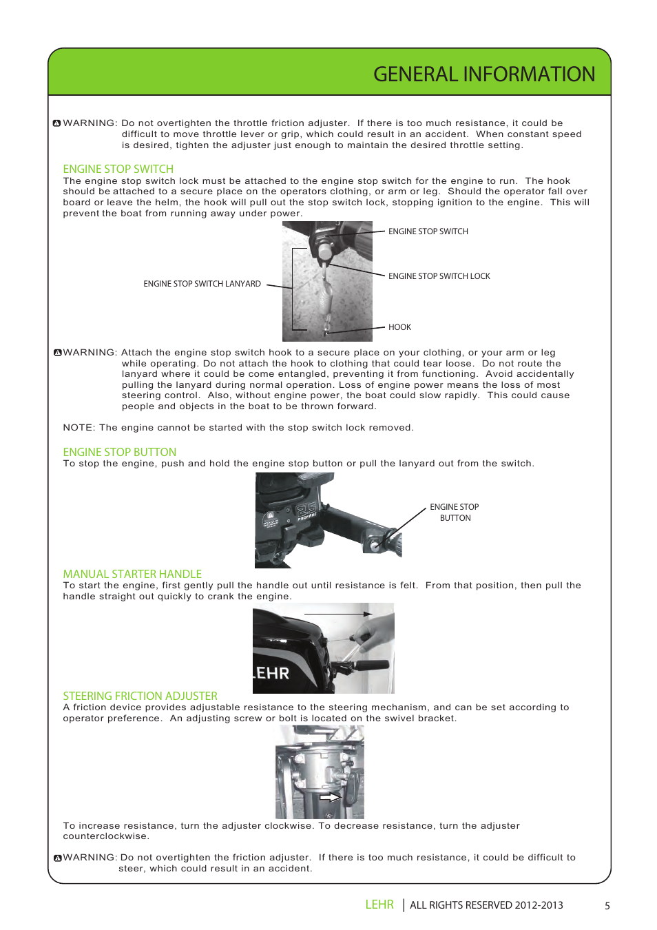 Ob 072 operators manual draft 1 7, General information, Lehr | LEHR 2.5 HP 4-STROKE User Manual | Page 7 / 30