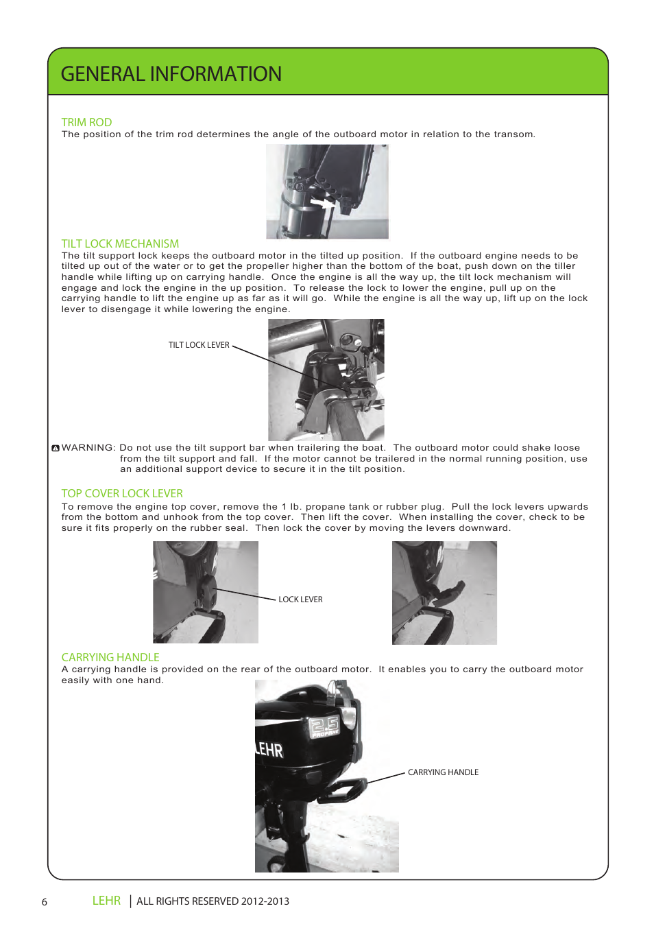 Ob 072 operators manual draft 1 8, General information, Lehr | LEHR 2.5 HP 4-STROKE User Manual | Page 8 / 30