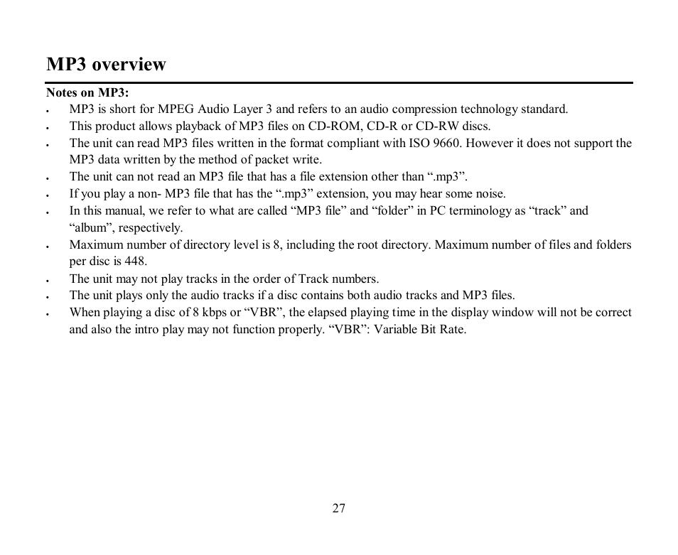 Mp3 overview | Hyundai H-CMD4002 User Manual | Page 27 / 79