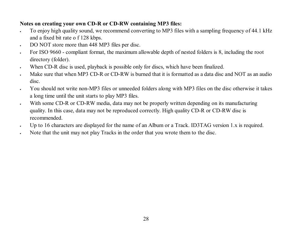 Do not store more than 448 mp3 files per disc | Hyundai H-CMD4002 User Manual | Page 28 / 79