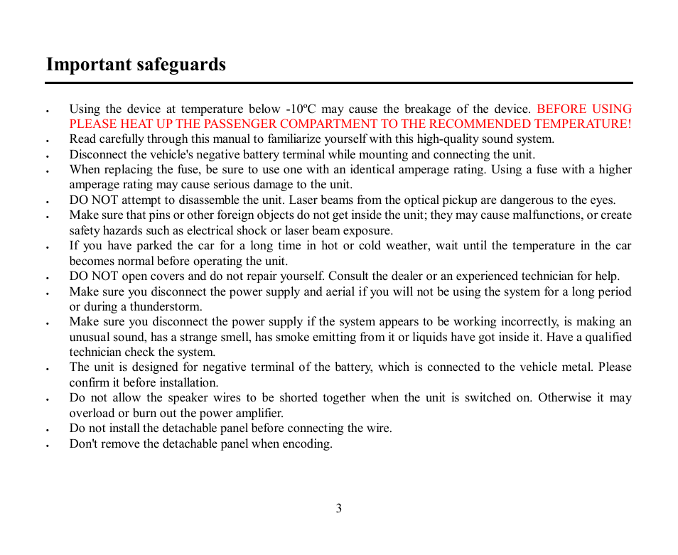 Important safeguards, Don't remove the detachable panel when encoding | Hyundai H-CMD4002 User Manual | Page 3 / 79