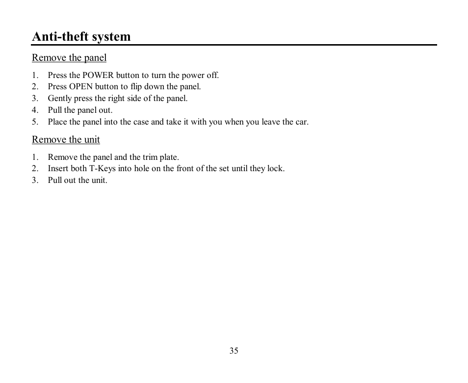 Anti-theft system | Hyundai H-CMD4002 User Manual | Page 35 / 79