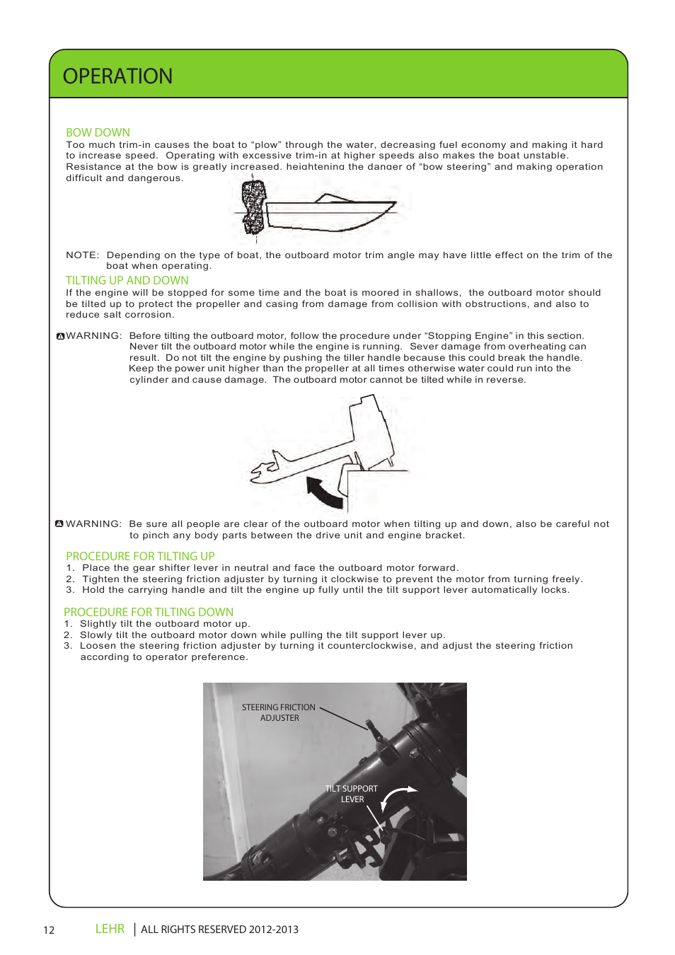 Ob 112 operators manual draft 2 14, Operation, Lehr | LEHR 5.0 HP 4-STROKE User Manual | Page 14 / 30