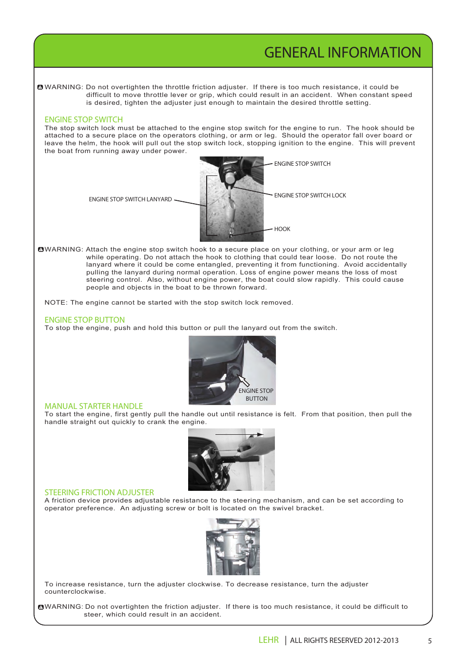 Ob 112 operators manual draft 2 7x, General information, Lehr | LEHR 5.0 HP 4-STROKE User Manual | Page 7 / 30