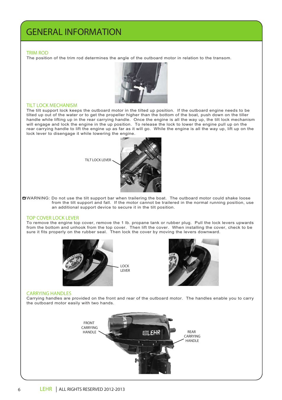 Ob 112 operators manual draft 2 8x, General information, Lehr | LEHR 5.0 HP 4-STROKE User Manual | Page 8 / 30