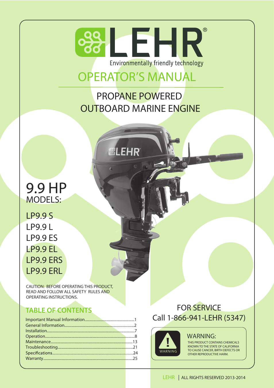 LEHR 9.9 HP 4-STROKE User Manual | 30 pages