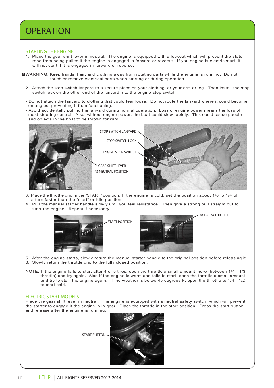 Lp9.9 operators manual final en 12, Operation, Lehr | LEHR 9.9 HP 4-STROKE User Manual | Page 12 / 30