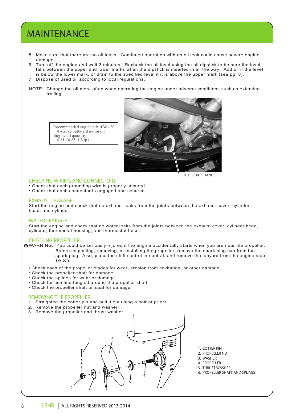 Maintenance, Lehr | LEHR 9.9 HP 4-STROKE User Manual | Page 20 / 30