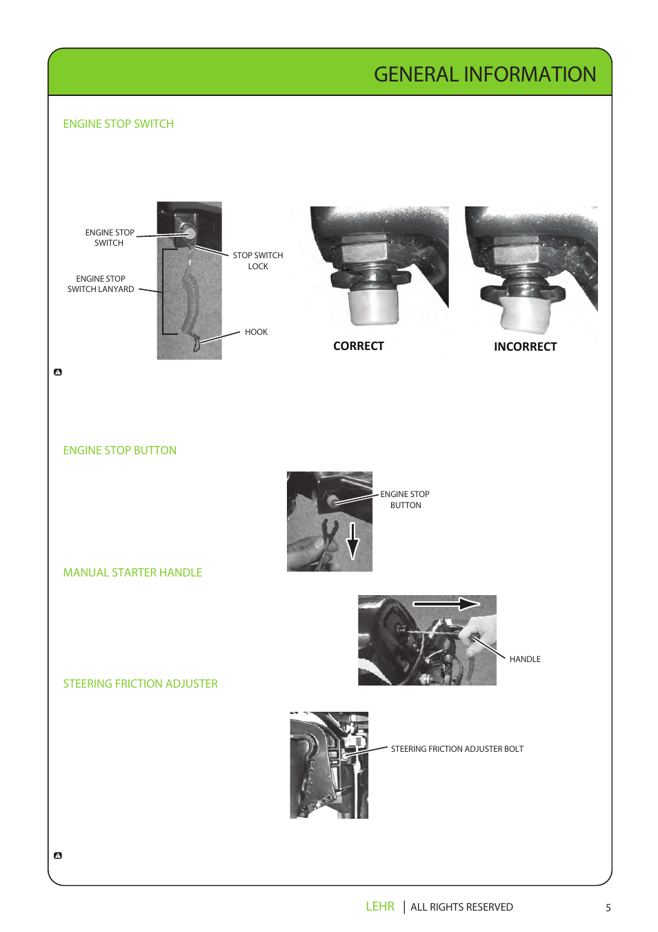 Lp15 operators manual final en 7, General information, Correct incorrect lehr | LEHR 15 HP 4-STROKE User Manual | Page 7 / 30