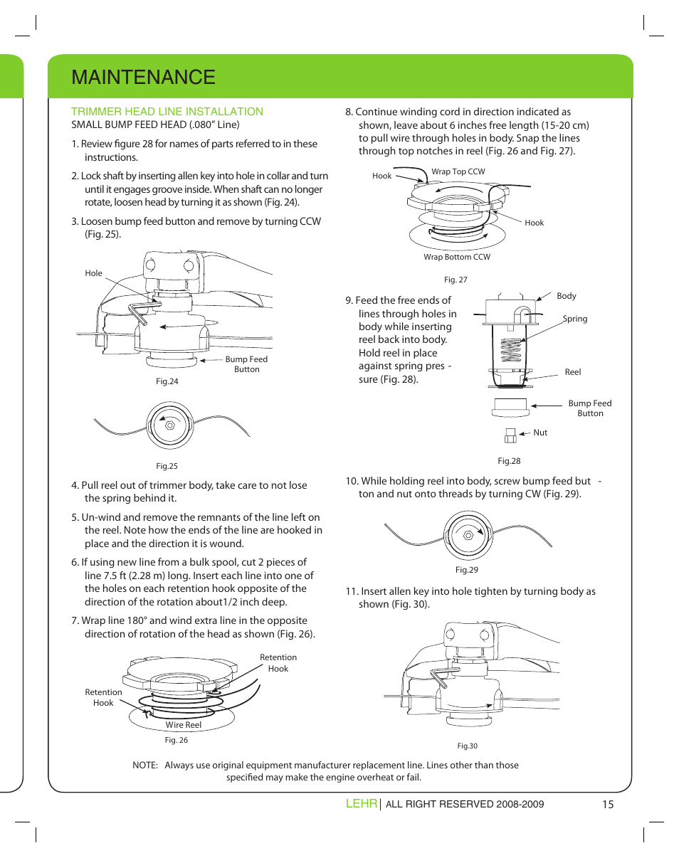 Maintenance | LEHR Eco Trimmer User Manual | Page 15 / 22