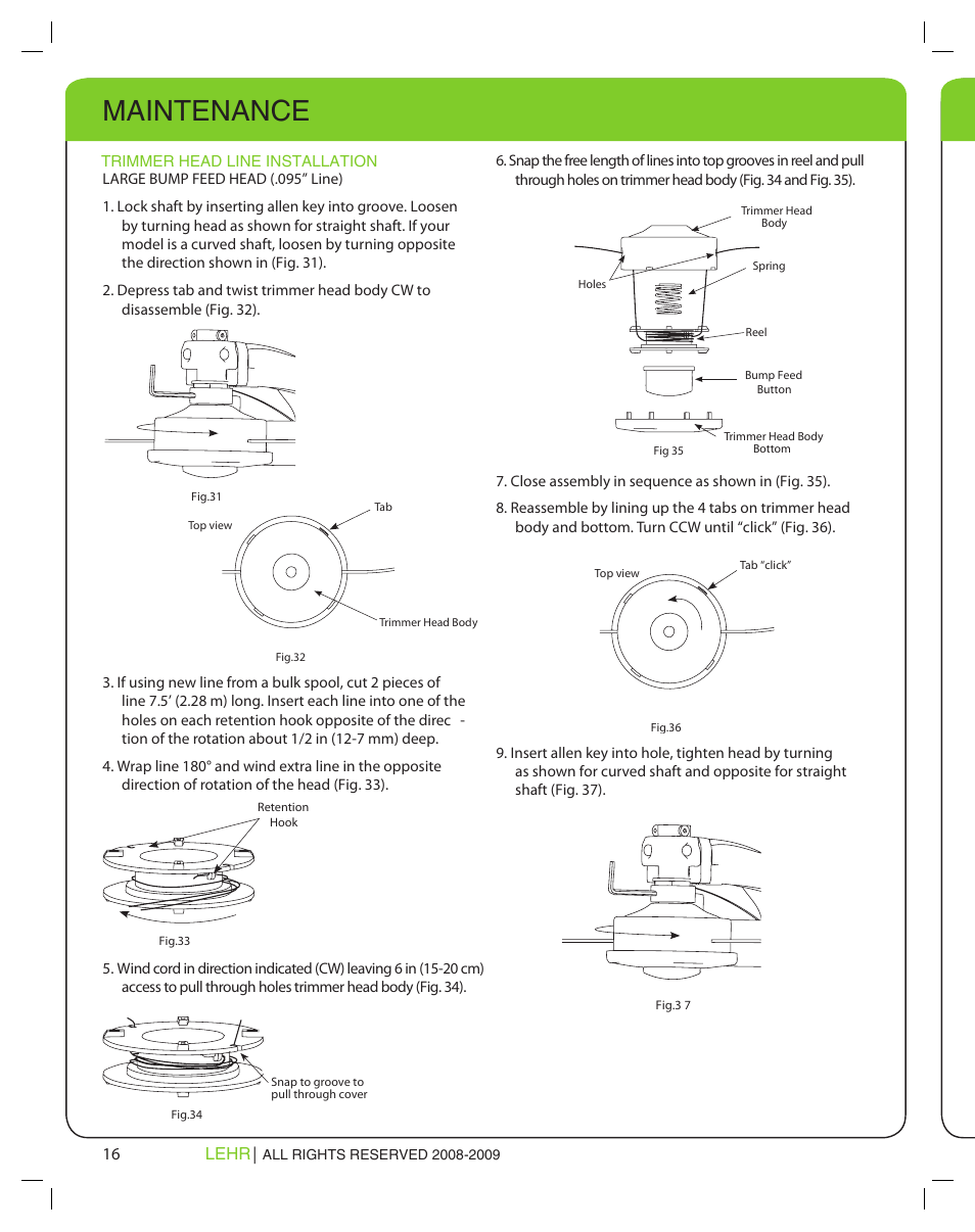 Maintenance | LEHR Eco Trimmer User Manual | Page 16 / 22