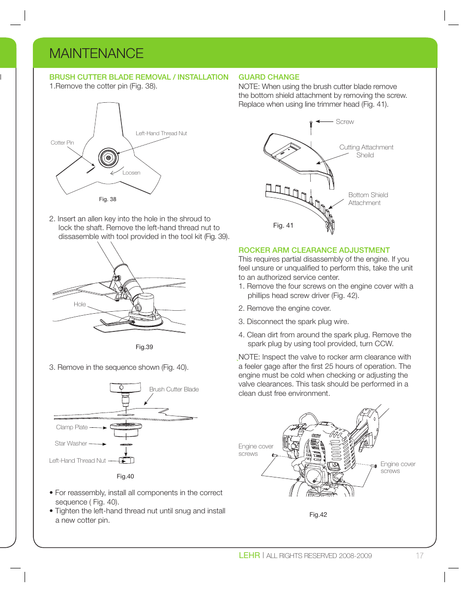 Maintenance | LEHR Eco Trimmer User Manual | Page 17 / 22