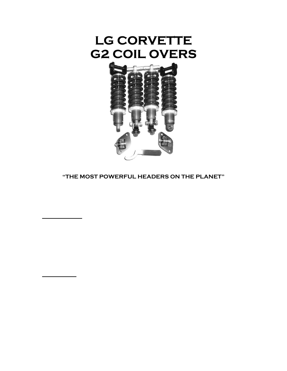 LG Motorsports LG C6 G2 Coil Overs User Manual | 10 pages
