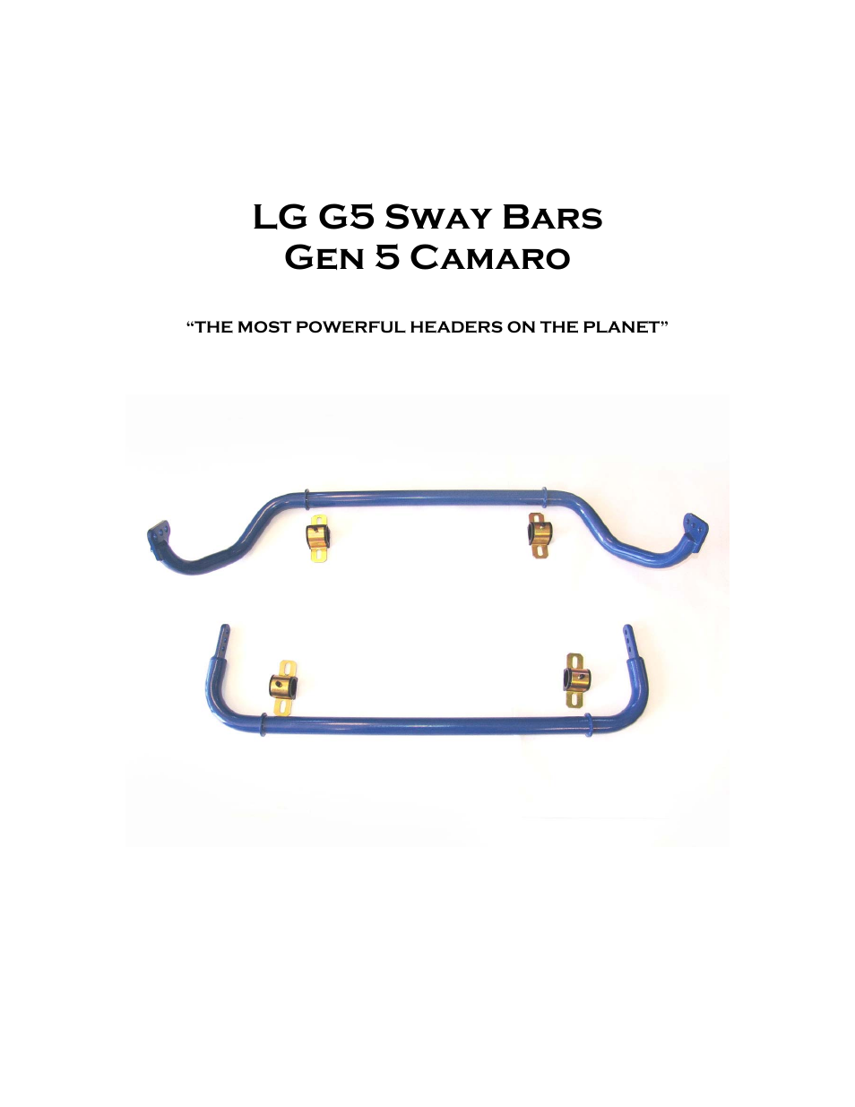 LG Motorsports LG G5 Sway Bars User Manual | 7 pages