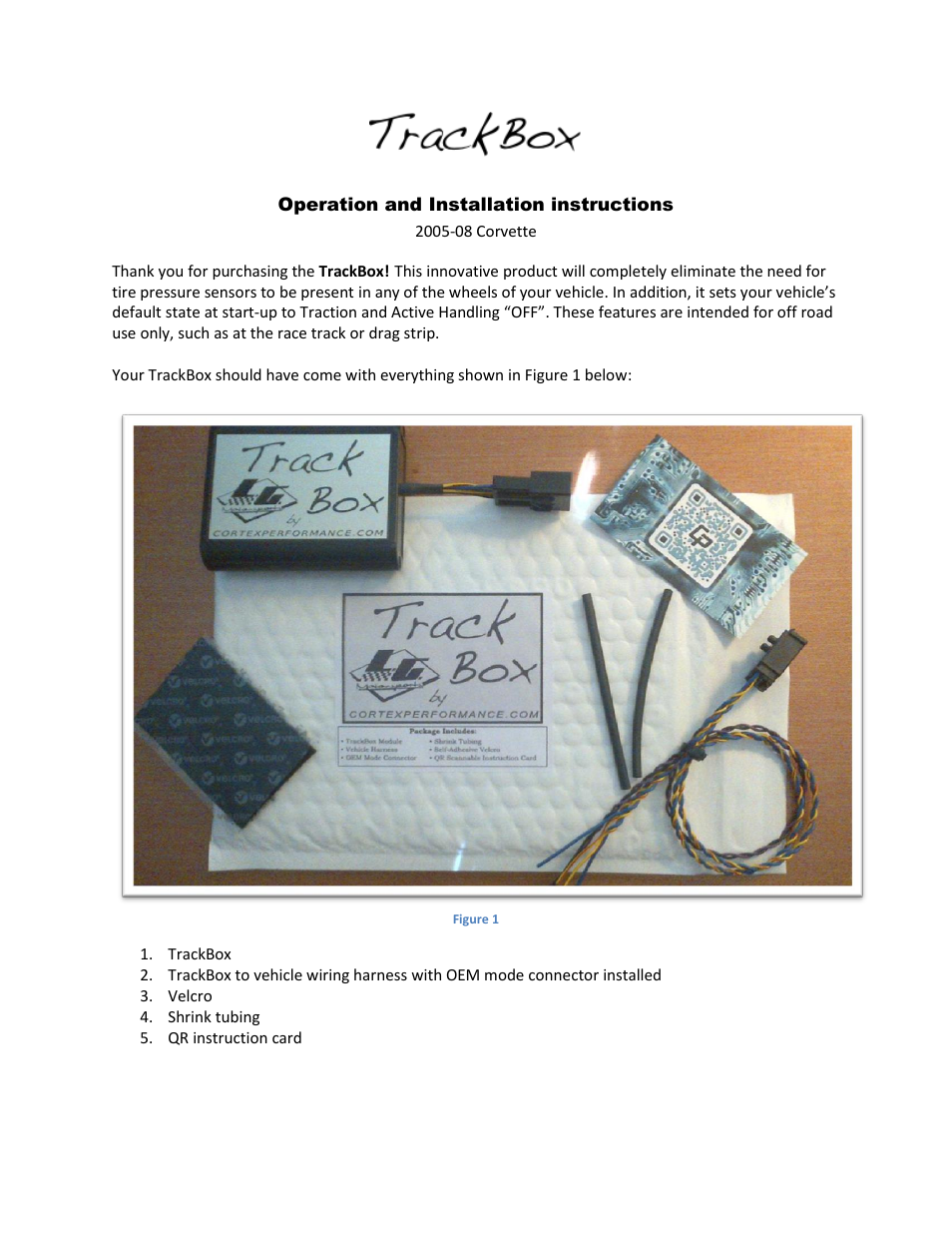 LG Motorsports Track Box for C6, Old Design User Manual | 8 pages