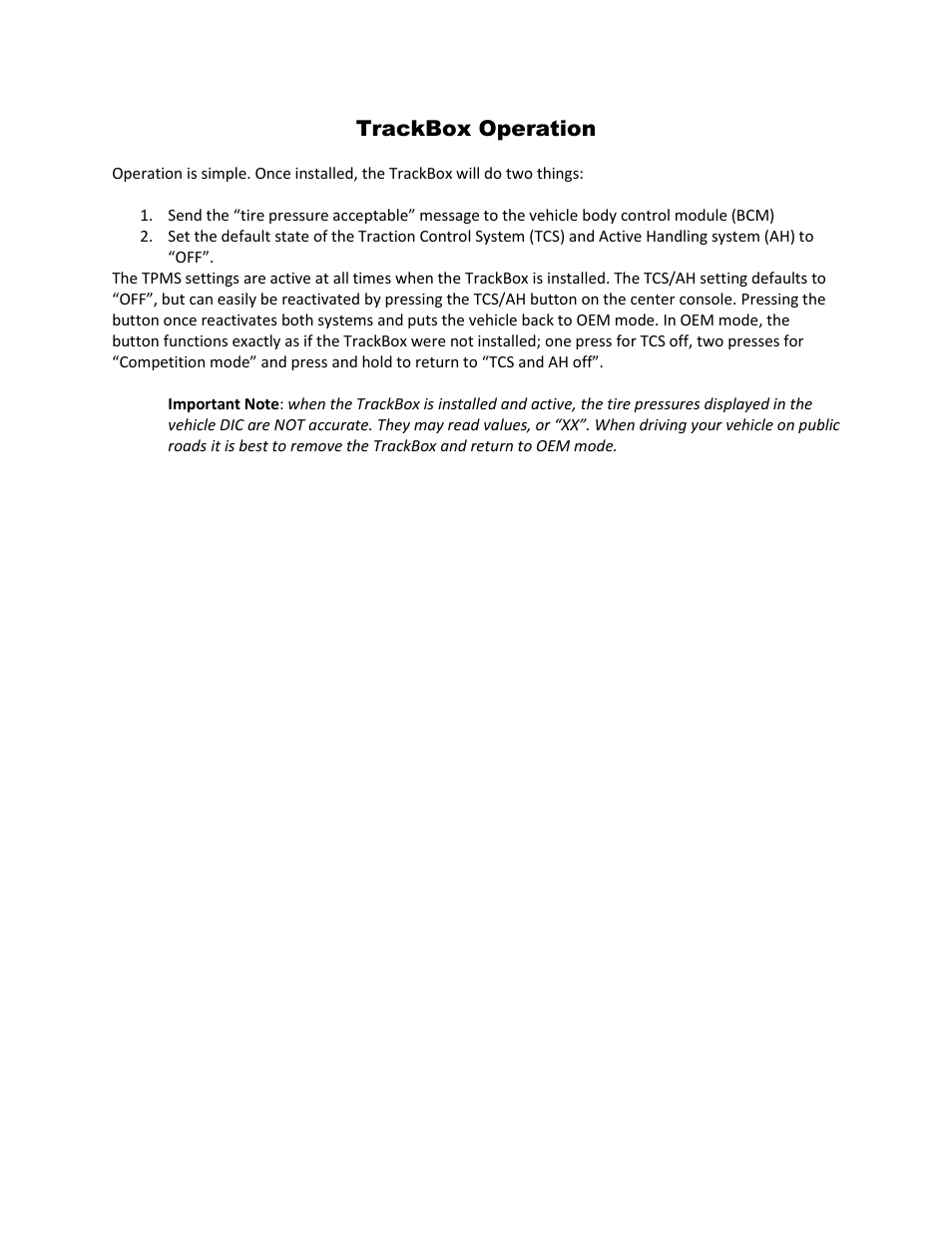 LG Motorsports Track Box for C6, Old Design User Manual | Page 2 / 8