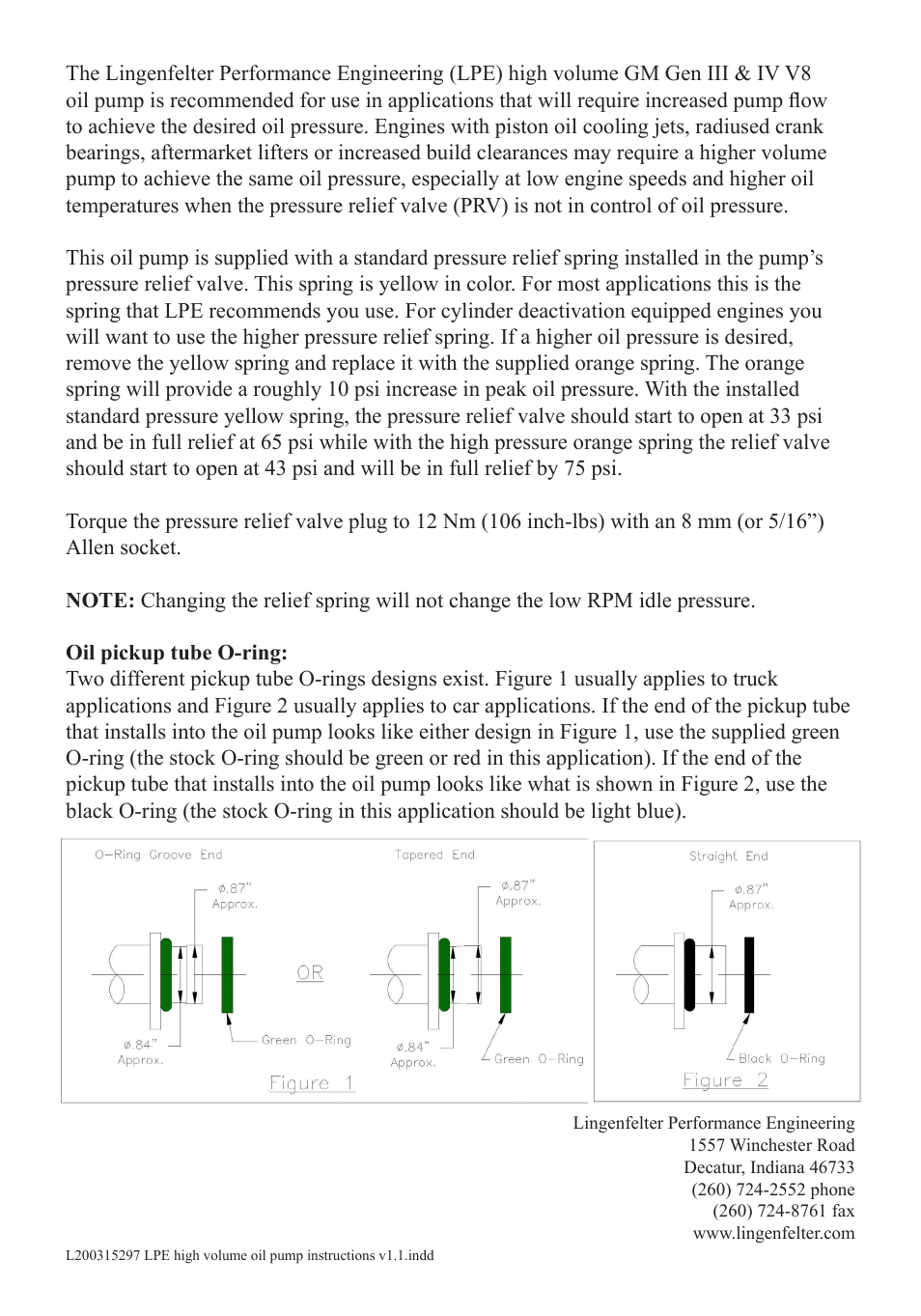Lingenfelter L200315297 LPE High Volume Oil Pump Instructions v1 1 User Manual | Page 2 / 2
