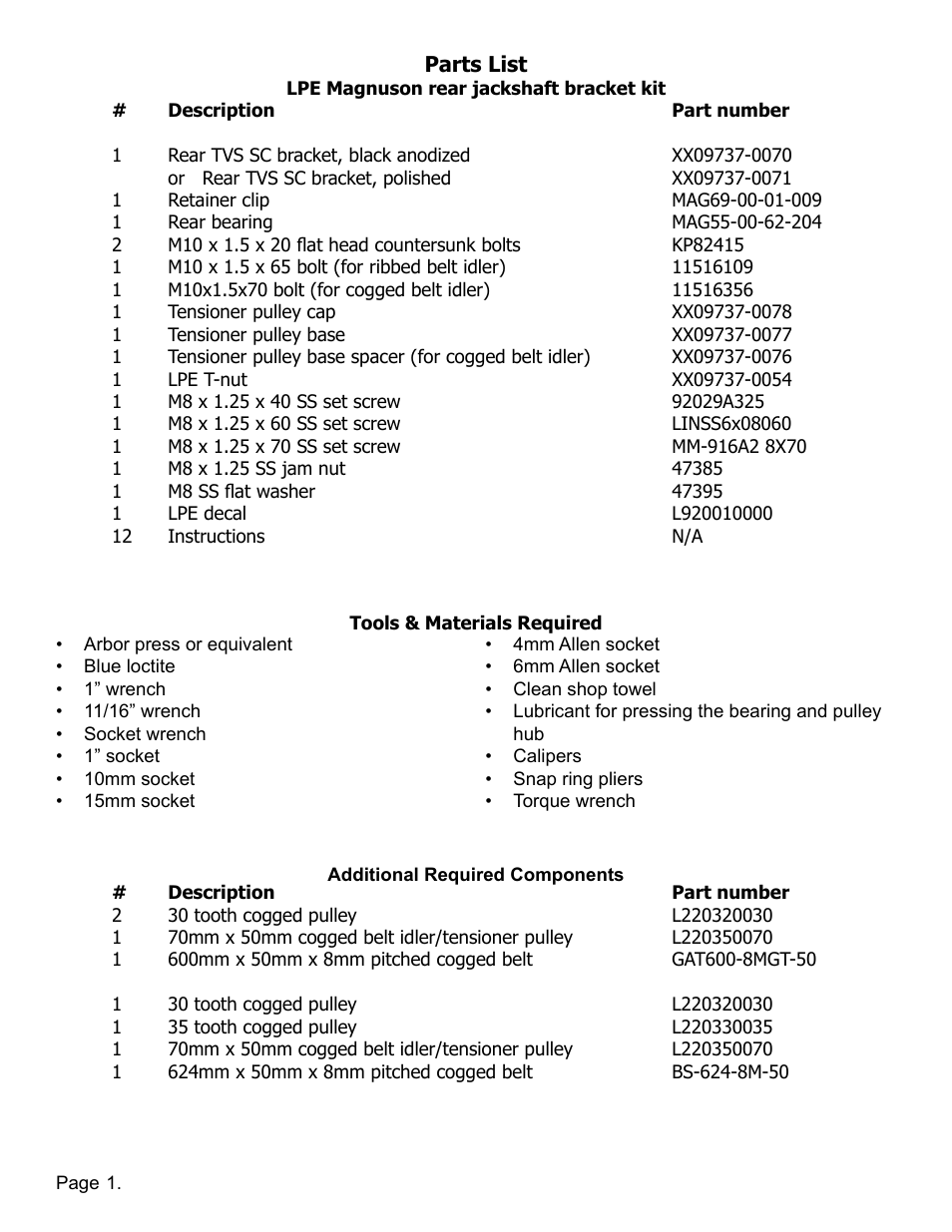 Lingenfelter L220160000 L220280000 Lingenfelter Magnuson Rear Jackshaft Bracket Kit v1.1 User Manual | Page 2 / 13